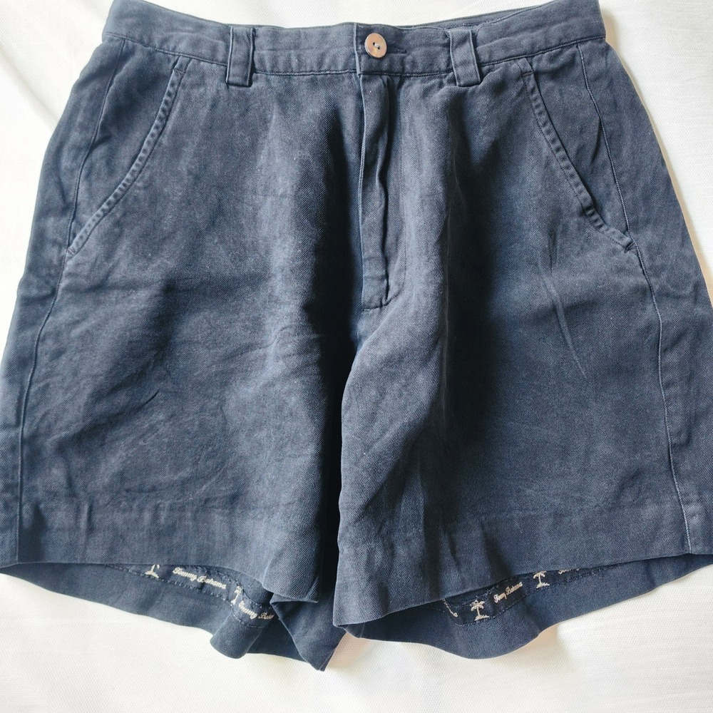 Tommy Bahama Silk Shorts Womens 6 Black Excellent Herringbone Relaxed Luxury